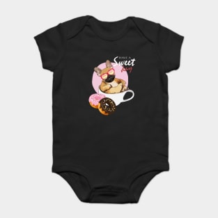 French bulldog donuts and coffee for a sweet day Baby Bodysuit